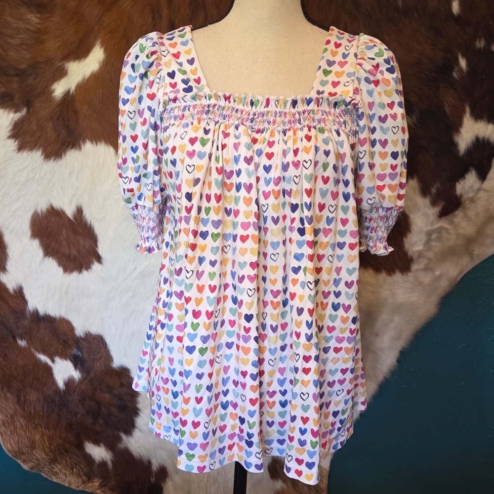 Colorful Heart Print Girls Dress